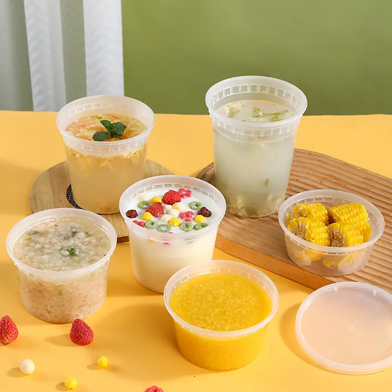 ภาชนะบรรจุอาหารพลาสติกเดลี่ทรงกลมใส 12 ออนซ์